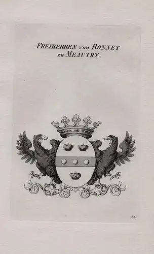 Freiherren von Bonnet zu Meautry - Wappen coat of arms Heraldik heraldry