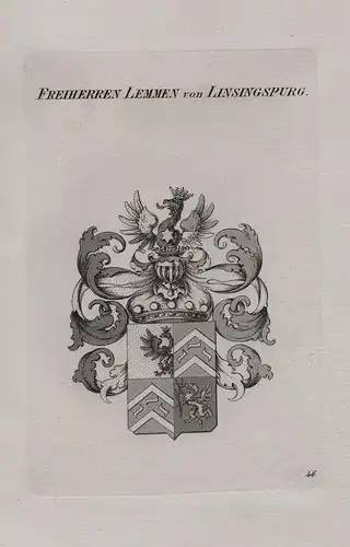 Freiherren Lemmen von Linsingspurg - Wappen coat of arms Heraldik heraldry