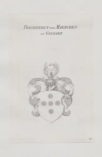 Freiherren von Maercken zu Geeradt - Maercken zu Geerath Wappen coat of arms Heraldik heraldry