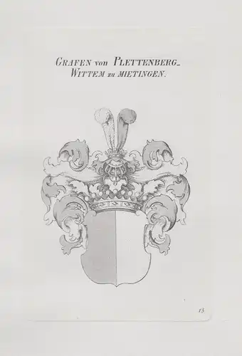 Grafen von Plettenberg-Wittem zu Mietingen - Plettenberg-Wittem Mietingen Wappen coat of arms Heraldik heraldr