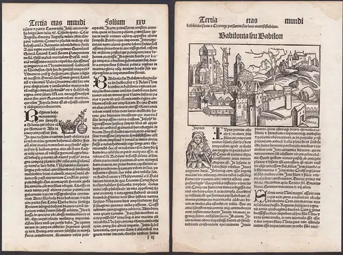 Babilonia seu Babilon (Blatt XXV) - Babylon Irak Iraq Babel Holzschnitt woodcut Liber Chronicarum / Weltchroni
