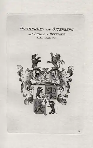 Freiherren von Osterberg auf Bichel u. Refingen - Osterberg Osterperg Wappen coat of arms Heraldik heraldry