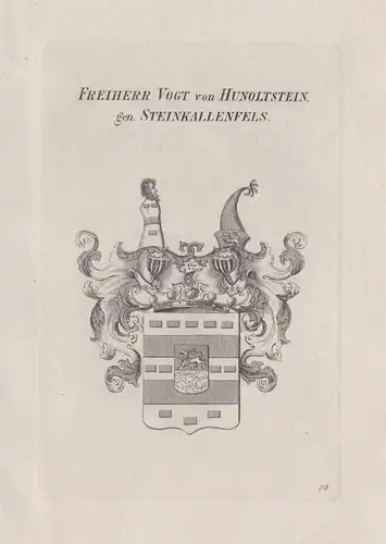 Freiherr Vogt von Hunoltstein, gen. Steinkallenfels - Wappen coat of arms Heraldik heraldry