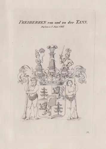 Freiherren von und zu der Tann. - Tann Thann Tanne Wappen coat of arms Heraldik heraldry
