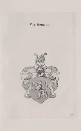 Von Wetzstein - Wappen coat of arms Heraldik heraldry