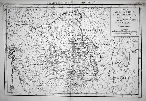 Carte de la Marche, du Bourbonnois, du Limosin, et de L'Auvergne. - Marche Bourbonnais Limousin Auvergne Limog