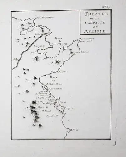 Theatre de la Campagne en Afrique. - Tunisia Africa Carthage Karthago Karte map