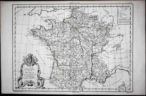 Les XXXIV Generalites de la France, ou est indiquee celle de l'isle de Corse. - France Frankreich carte Karte