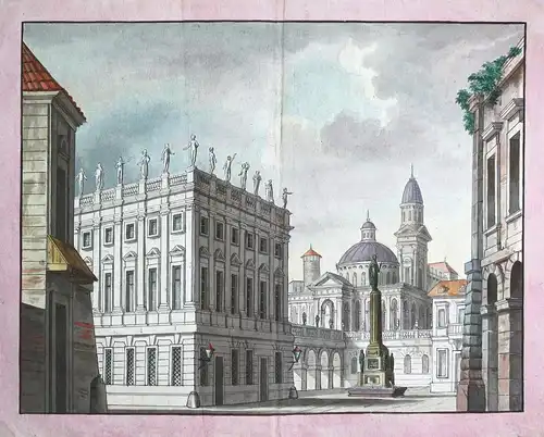 Design for a stage set: An Italian piazza.