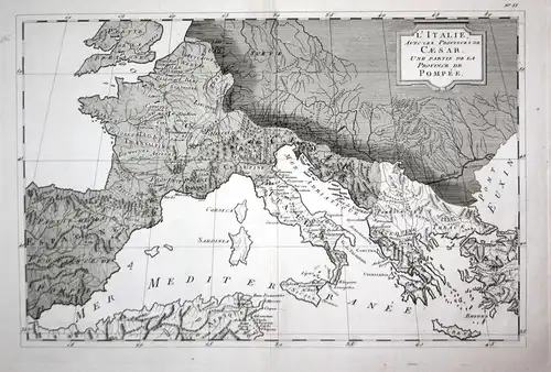 L'Italie avec les provinces de Caesar. - Italia Italy Italien Europe Roman Empire Karte map