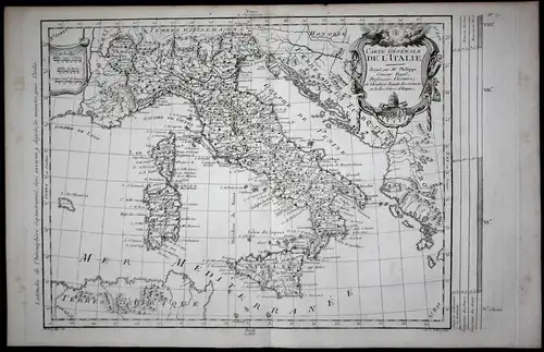 Carte Generale de l'Italie - Italia Italy Italien Sicilia Sardegna Corse Corsica Karte map