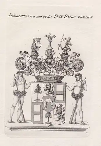 Freiherren von und zu der Tann-Rathsamhausen. - Thann Tanne Rathsamhausen Wappen coat of arms Heraldik heraldr