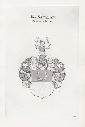 Von Baumann. Diplom vom 7. Aug. 1790. - Wappen coat of arms Heraldik heraldry