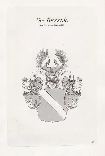 Von Besser. Diplom v. 24. März 1768. - Wappen coat of arms Heraldik heraldry