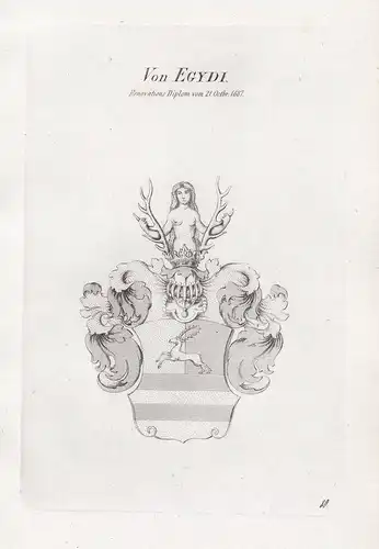 Von Egydi. Renovations Diplom vom 21. Octbr. 1687. - Egidy Wappen coat of arms Heraldik heraldry