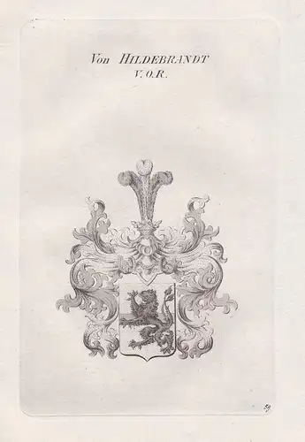 Von Hildebrandt. V.O.R. - Hildebrand Wappen coat of arms Heraldik heraldry