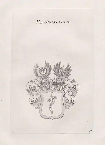 Von Gronefeld. - Gröneveld Wappen coat of arms Heraldik heraldry