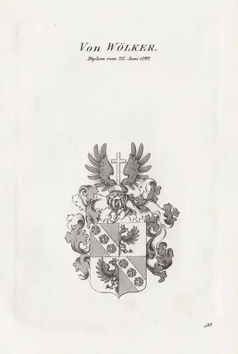 Von Wölker. Diplom vom 22. Juni 1792. - Wappen coat of arms Heraldik heraldry