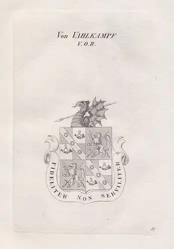 Von Vahlkampf. V.O.R. - Wappen coat of arms Heraldik heraldry