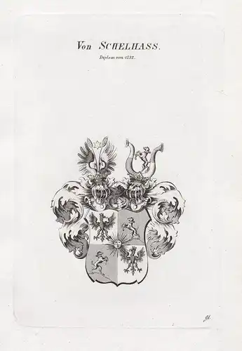 Von Schelhass. Diplom von 1732. - Wappen coat of arms Heraldik heraldry