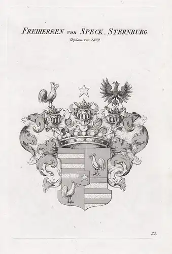Freiherren von Speck_Sternburg. Diplom von 1829. - Speck-Sternburg Wappen coat of arms Heraldik heraldry