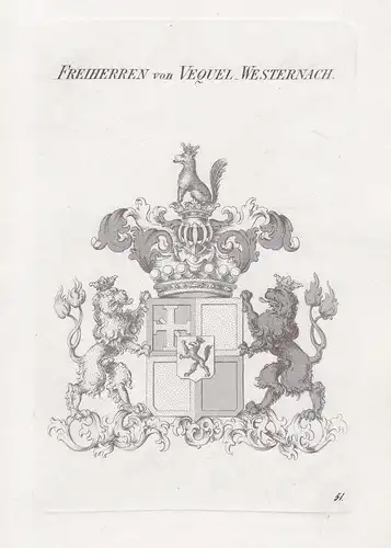 Freiherren von Vequel_Westernach. - Vequel-Westernach Wappen coat of arms Heraldik heraldry