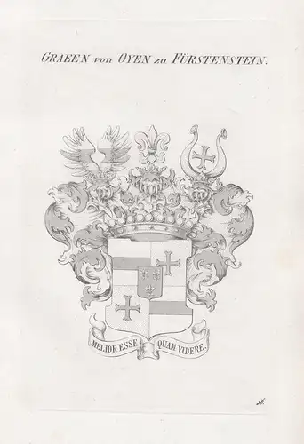 Graeen von Oyen zu Fürstenstein. - Grafen von Oben zu Fürstenstein Wappen coat of arms Heraldik heraldry