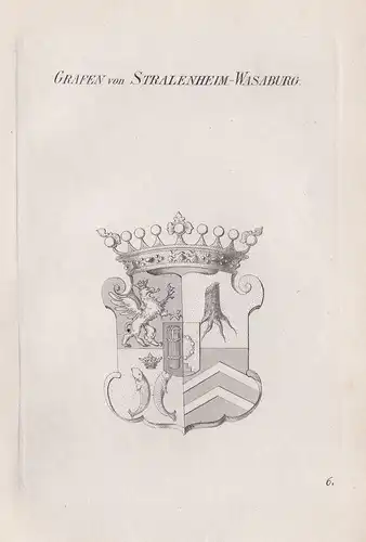 Grafen von Stralenheim-Wasaburg. - Strahlenheim-Wasabourg Wappen coat of arms Heraldik heraldry