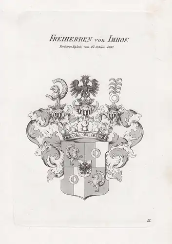 Freiherren von Imhof.  - Imhoff Imhof Wappen coat of arms Heraldik heraldry