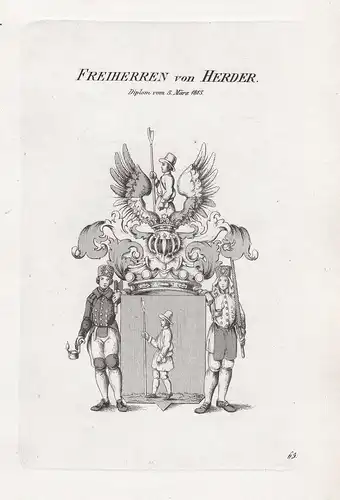 Freiherren von Herder. Diplom vom 8. März 1813. - Wappen coat of arms Heraldik heraldry