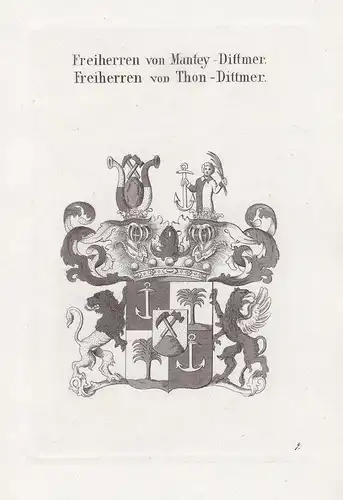 Freiherren von Mantey-Dittmer. Freiherren von Thon-Dittmer. - Wappen coat of arms Heraldik heraldry