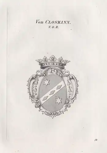 Von Closmann. V.O.R.. - Wappen coat of arms Heraldik heraldry