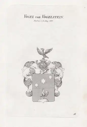 Vogel von Vogelstein. Diplom v. 13. Aug. 1831. - Wappen coat of arms Heraldik heraldry