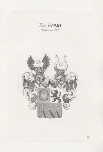 Von Gimmi. Diplom von 1813. - Wappen coat of arms Heraldik heraldry