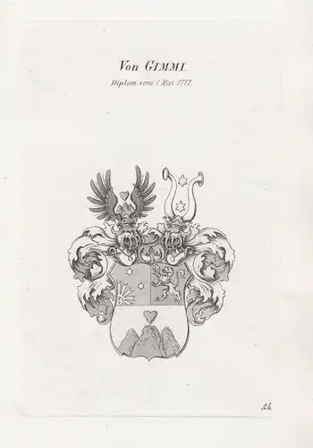 Von Gimmi. Diplom vom 1. Mai 1777. - Wappen coat of arms Heraldik heraldry