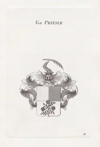 Von Prieser. - Wappen coat of arms Heraldik heraldry