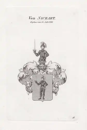 Von Sichart. Diplom vom 31. Juli 1790. - Wappen coat of arms Heraldik heraldry