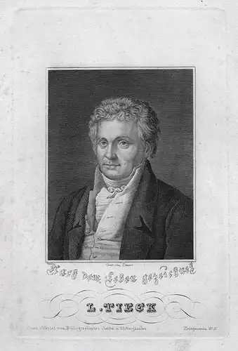 L. Tieck - Ludwig Tieck (1773-1853) Dichter poet Portrait
