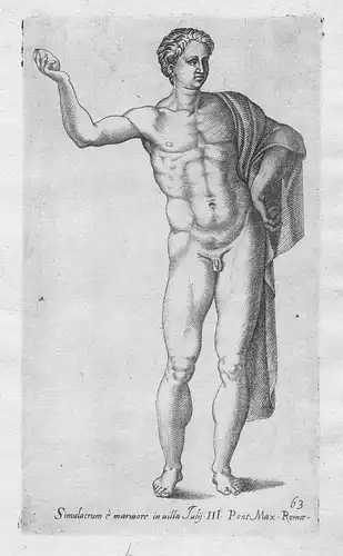 Simulacrum e marmore in uilla July III Pont-Max-Romae. - Roman statue naked man Ancient Rome mythology Mytholo