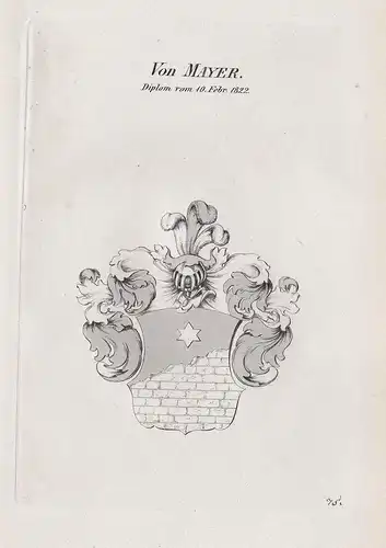 Von Mayer. Diplom vom 10. Febr 1822. - Meier Meyer Wappen Adel coat of arms Heraldik heraldry