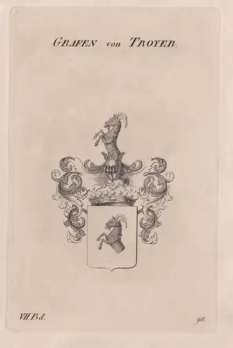 Grafen von Troyer. - Droyer Wappen Adel coat of arms Heraldik heraldry