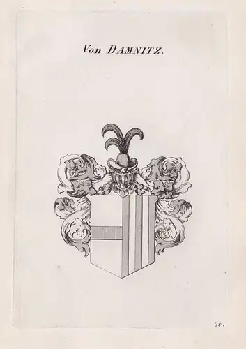Von Damnitz. - Damitz Wappen Adel coat of arms Heraldik heraldry