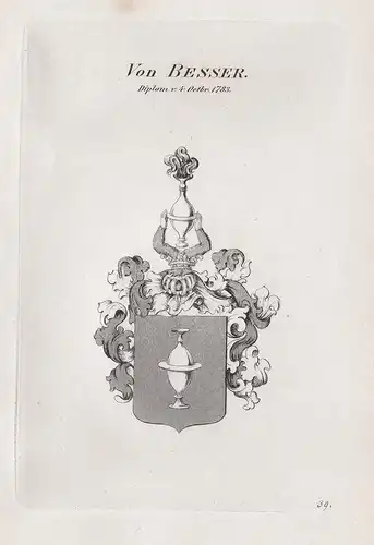 Von Besser. Diplom v. 4. Octbr 1783. - Wappen Adel coat of arms Heraldik heraldry