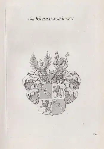 Von Wichmannshausen. - Wappen Adel coat of arms Heraldik heraldry