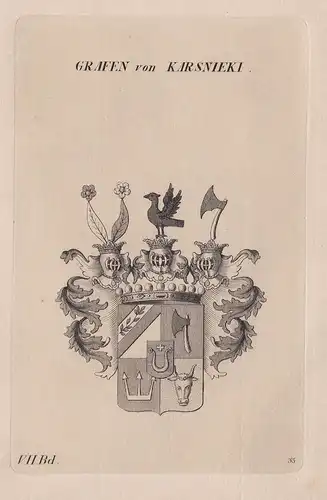 Grafen von Karsnieki. - Karsznicki Wappen Adel coat of arms Heraldik heraldry