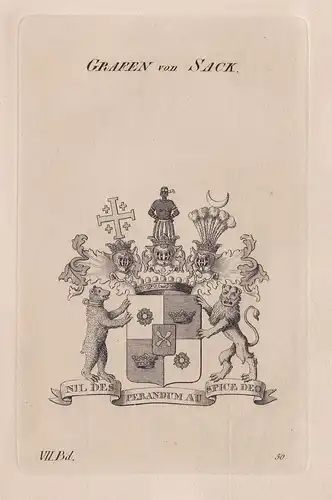 Grafen von Sack. - Wappen Adel coat of arms Heraldik heraldry