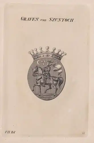 Grafen von Szunyoch. - Szunyogh Wappen Adel coat of arms Heraldik heraldry