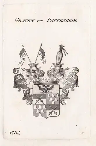 Grafen von Pappenheim. - Wappen Adel coat of arms Heraldik heraldry
