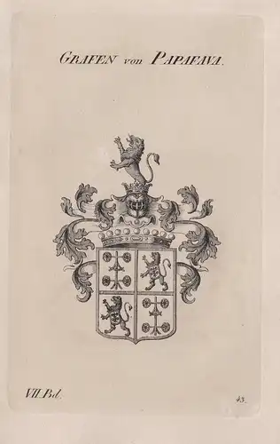 Grafen von Papafava. - Wappen Adel coat of arms Heraldik heraldry