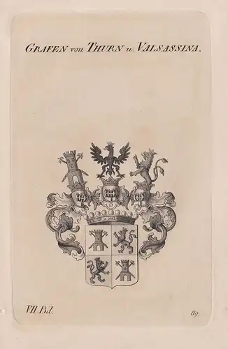 Grafen von Thurn u. Valsassina. - Thurn und Valsassina Thurn-Valsassina Wappen Adel coat of arms Heraldik hera